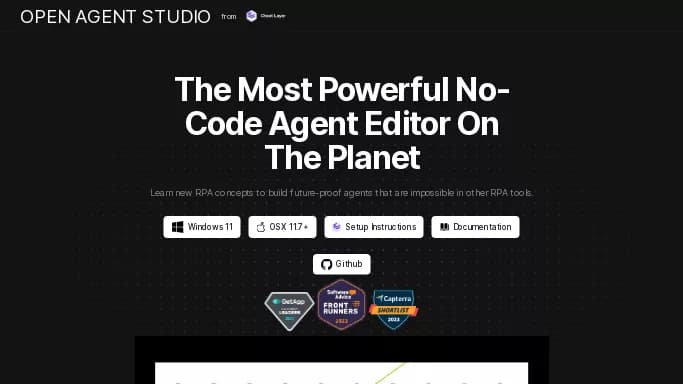 Open Agent Studio — бесплатная нейросеть , автономные ИИ (AGI), для помощи в автоматизации, Open Source.