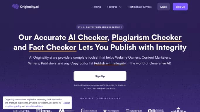 Originality AI — платная нейросеть для определения ИИ, для копирайтинга. Бесплатная версия с ограниченным функционалом, есть платные тарифы.
