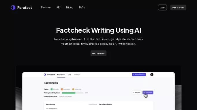 Parafact — платная нейросеть для научно-исследовательской деятельности. Бесплатная версия с ограниченным функционалом, есть платные тарифы.
