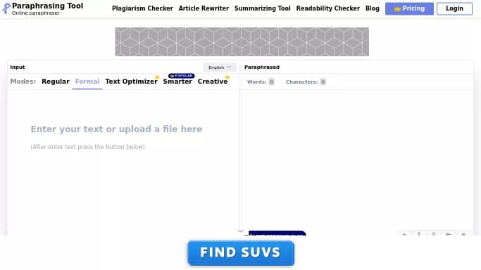 AI Paraphrasing Tool — бесплатная нейросеть для копирайтинга. Бесплатная версия с ограниченным функционалом, есть платные тарифы.