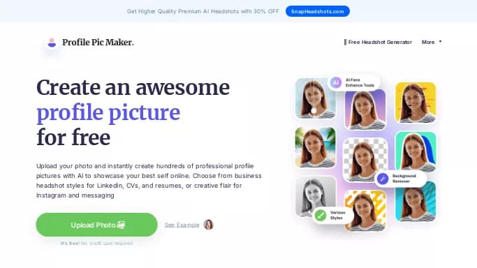 Profile Picture Maker — бесплатная нейросеть для редактирования изображений, для создания изображений, для SMM. Бесплатная версия с ограниченным функционалом, есть платные тарифы.
