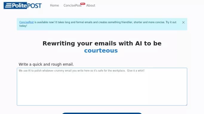 PolitePost — бесплатная нейросеть для работы с электронной почтой.