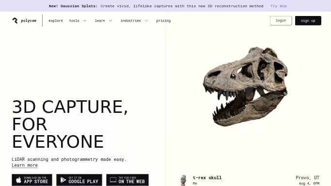 Polycam — бесплатная нейросеть для 3D и анимации. Бесплатная версия с ограниченным функционалом, есть платные тарифы.