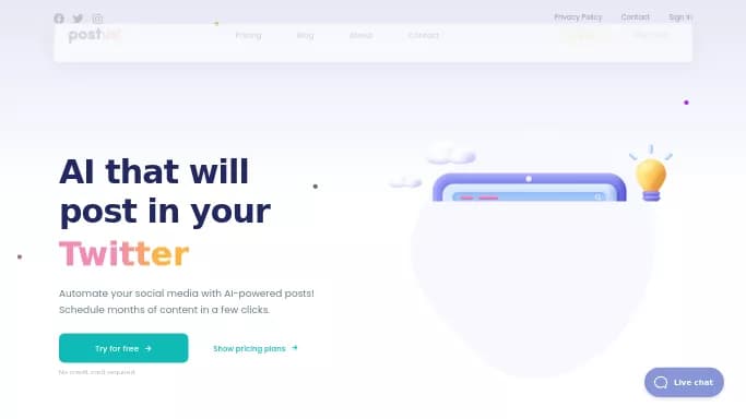 Postus — платная нейросеть для SMM. Бесплатная версия с ограниченным функционалом, есть платные тарифы.