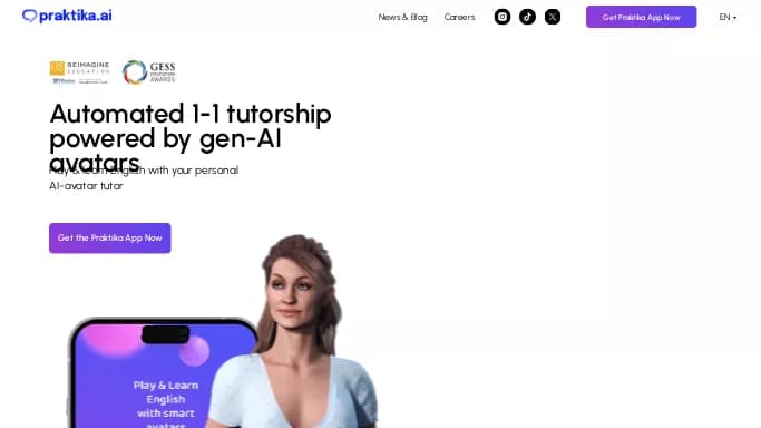 Praktika — платная нейросеть для создания аватаров и цифровых 3D персонажей, для помощи в образовании. Бесплатная версия с ограниченным функционалом, есть платные тарифы.