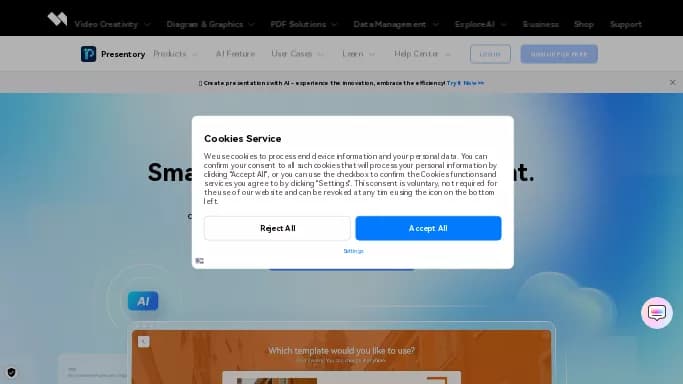 Wondershare Presentory — платная нейросеть для создания презентаций, для помощи в образовании, для создания изображений.