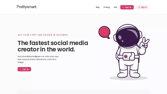 PrettySmart — платная нейросеть для SMM. Бесплатная версия с ограниченным функционалом, есть платные тарифы.