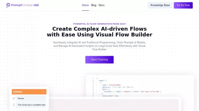 PromptChainer — бесплатная нейросеть для генерации промптов.