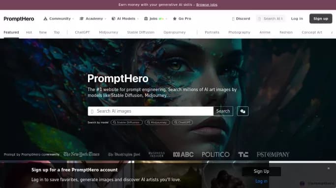Prompthero — бесплатная нейросеть для генерации промптов.