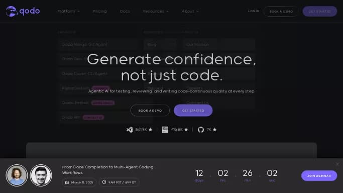 Qodo — бесплатная нейросеть для разработки программного обеспечения, для помощи в образовании. Бесплатная версия с ограниченным функционалом, есть платные тарифы.