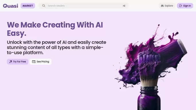 Quasi — бесплатная нейросеть для создания изображений, для создания музыки. Бесплатная версия с ограниченным функционалом, есть платные тарифы.