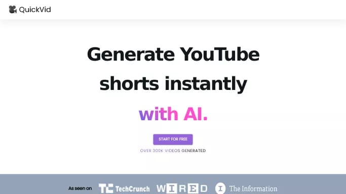 QuickVid.Ai — бесплатная нейросеть для SMM, для редактирования видео. Бесплатная версия с ограниченным функционалом, есть платные тарифы.