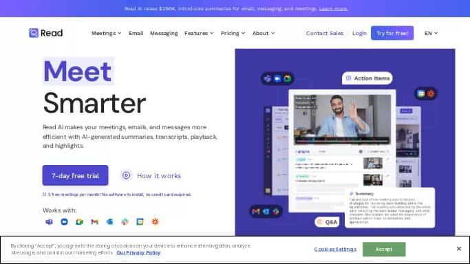 Read AI — платная нейросеть для суммаризации текста, для повышения продуктивности, для помощи в образовании, для транскрибации аудио и видео. Бесплатная версия с ограниченным функционалом, есть платные тарифы.