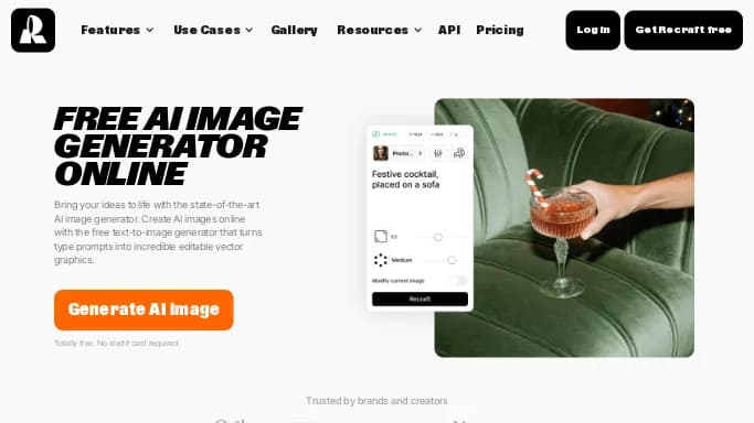 Recraft V3 — бесплатная нейросеть для создания изображений. Бесплатная версия с ограниченным функционалом, есть платные тарифы.