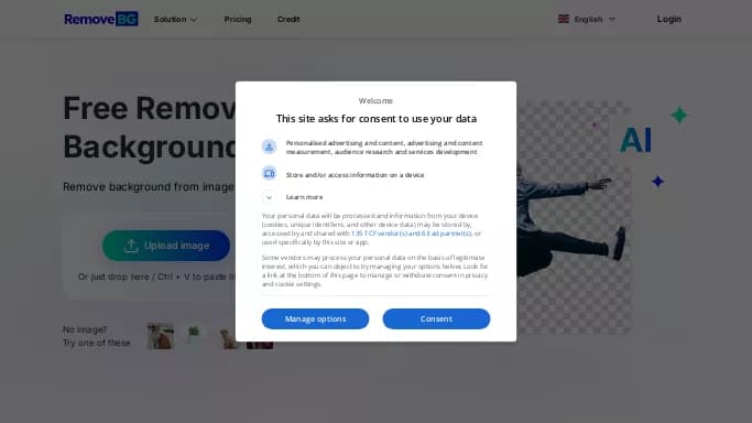 Remove-BG.AI — бесплатная нейросеть для редактирования изображений, для дизайна, для маркетинга. Бесплатная версия с ограниченным функционалом, есть платные тарифы.
