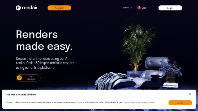 Rendair — платная нейросеть для научно-исследовательской деятельности.
