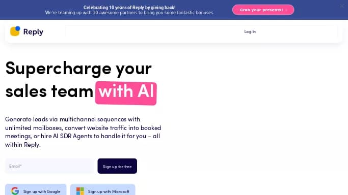 Reply.io — бесплатная нейросеть для маркетинга, для работы с электронной почтой. Бесплатная версия с ограниченным функционалом, есть платные тарифы.
