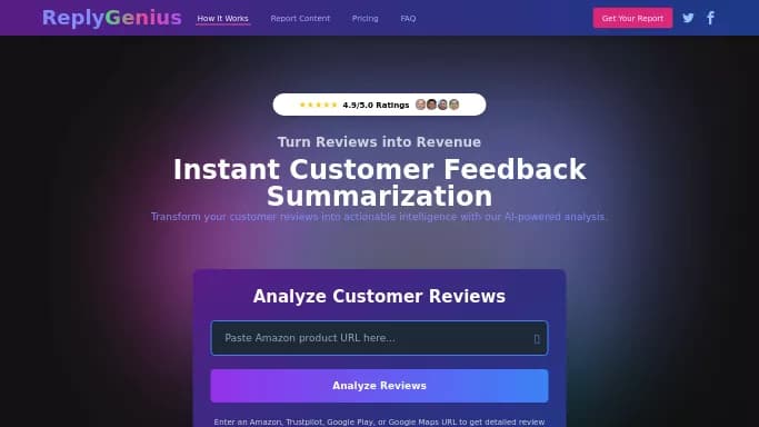 ReplyGenius — бесплатная нейросеть для маркетинга. Бесплатная версия с ограниченным функционалом, есть платные тарифы.