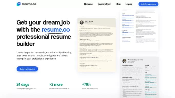 Resume.co — бесплатная нейросеть помогающие в управлении персоналом. Бесплатная версия с ограниченным функционалом, есть платные тарифы.