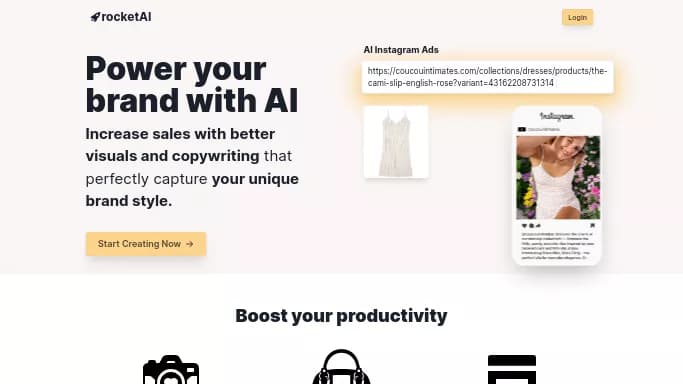 RocketAI — бесплатная нейросеть для создания изображений, для маркетинга. Бесплатная версия с ограниченным функционалом, есть платные тарифы.