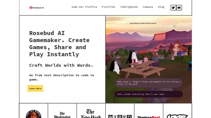 Rosebud — бесплатная нейросеть в играх.