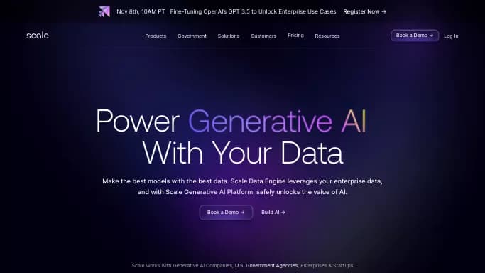 Scale AI — платная нейросеть для помощи в автоматизации, для анализа данных, для разработки программного обеспечения. Бесплатная версия с ограниченным функционалом, есть платные тарифы.
