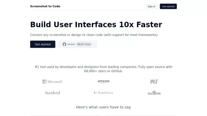 Screenshot To Code — бесплатная нейросеть Open Source, для no Code/Low Code разработки, для дизайна.