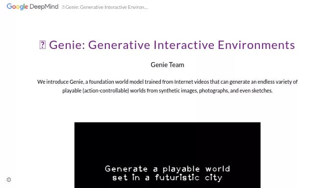 Genie by Deepmind — бесплатная нейросеть undefined, в играх, , модели LLM.