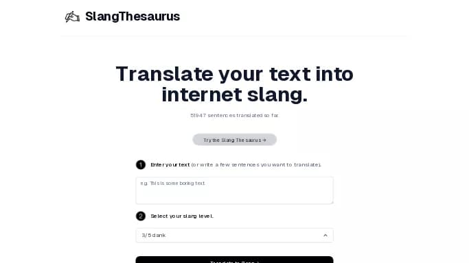 Slang Thesaurus — бесплатная нейросеть для развлечений.