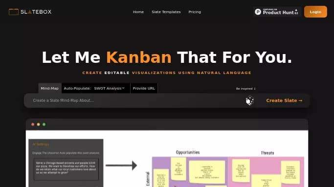 Slatebox — бесплатная нейросеть для повышения продуктивности. Бесплатная версия с ограниченным функционалом, есть платные тарифы.