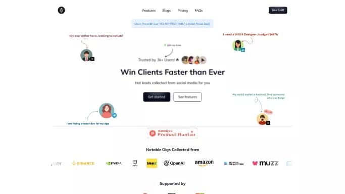Sniff — бесплатная нейросеть для маркетинга. Бесплатная версия с ограниченным функционалом, есть платные тарифы.