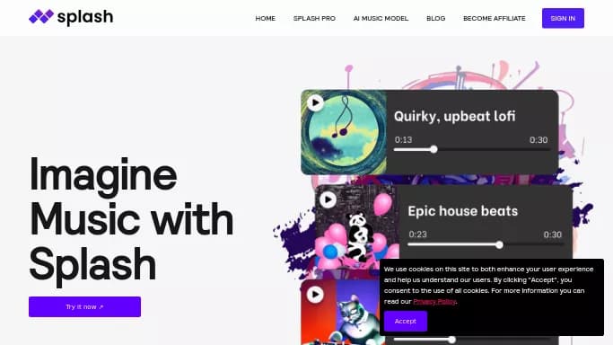 SplashMusic — бесплатная нейросеть для создания музыки.