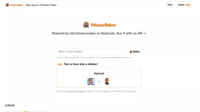 StickerBaker — бесплатная нейросеть для создания изображений.