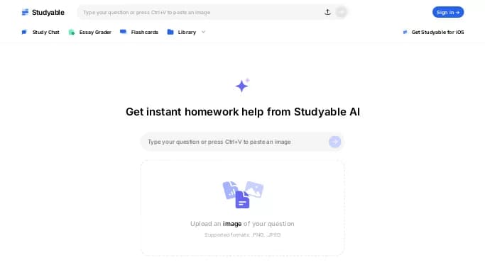 Studyable — бесплатная нейросеть для помощи в образовании, для научно-исследовательской деятельности. Бесплатная версия с ограниченным функционалом, есть платные тарифы.
