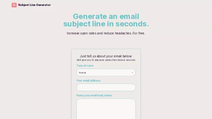 Subject Line Generator — бесплатная нейросеть для работы с электронной почтой, для маркетинга, для копирайтинга.