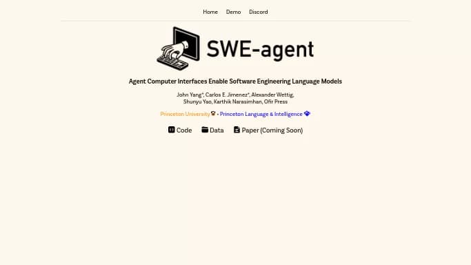 SWE-agent — бесплатная нейросеть , автономные ИИ (AGI), для разработки программного обеспечения.