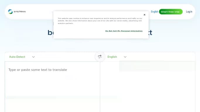 Systran Translate — бесплатная нейросеть для перевода. Бесплатная версия с ограниченным функционалом, есть платные тарифы.
