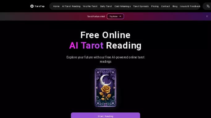 Tarotap — бесплатная нейросеть для развлечений, для повышения продуктивности. Бесплатная версия с ограниченным функционалом, есть платные тарифы.