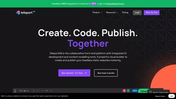 Teleporthq — бесплатная нейросеть для no Code/Low Code разработки, для дизайна. Бесплатная версия с ограниченным функционалом, есть платные тарифы.