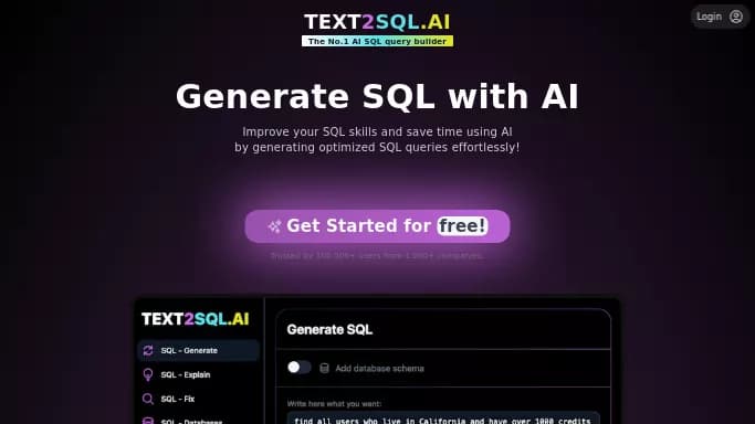 Text2SQL — бесплатная нейросеть для разработки программного обеспечения.