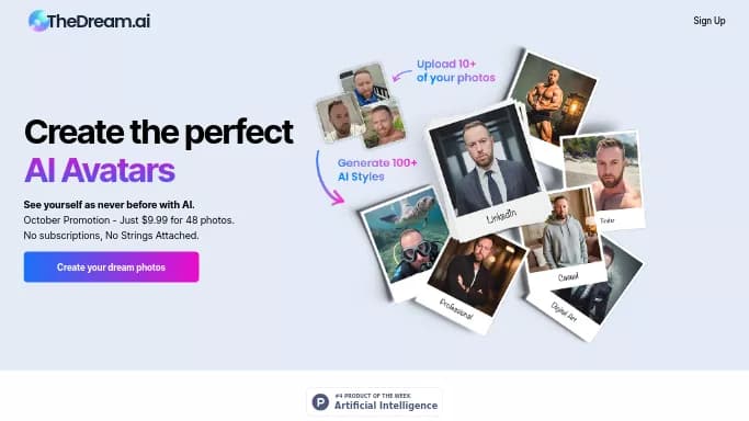 TheDream AI — платная нейросеть для создания аватаров и цифровых 3D персонажей, для SMM. Бесплатная версия с ограниченным функционалом, есть платные тарифы.