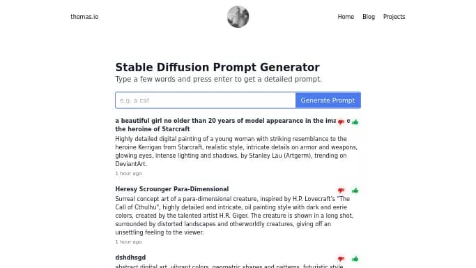 Stable Diffusion Prompt Generator — бесплатная нейросеть для генерации промптов.
