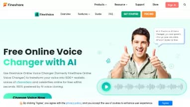 Нейросеть Fineshare Online Voice Changer - Развлечения,Редактирование аудио