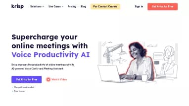 Нейросеть Krisp - Редактирование аудио,Продуктивность,Транскрибация аудио и видео,Образование
