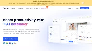 Нейросеть Notta AI - Маркетинг,Транскрибация аудио и видео,Продуктивность,Образование