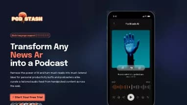 Нейросеть PodStash - Редактирование аудио,Суммаризация текста,Продуктивность,Образование