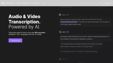 Нейросеть AI Transcription by Riverside - Транскрибация аудио и видео,Продуктивность,Образование
