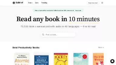 Нейросеть SoBrief - Суммаризация текста,Продуктивность,Образование,Генерация голоса