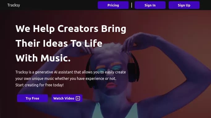 Tracksy — бесплатная нейросеть для создания музыки.