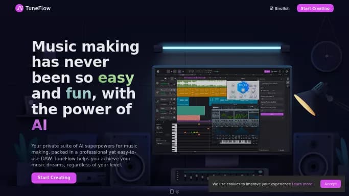 TuneFlow — бесплатная нейросеть для создания музыки.